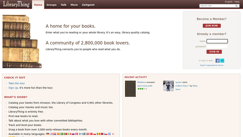 LibraryThing Landing Page