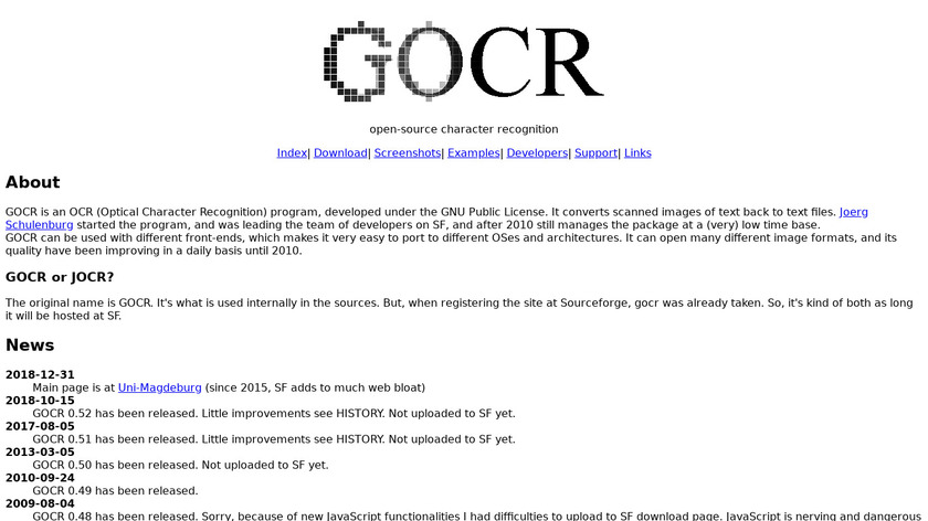 GOCR Landing Page