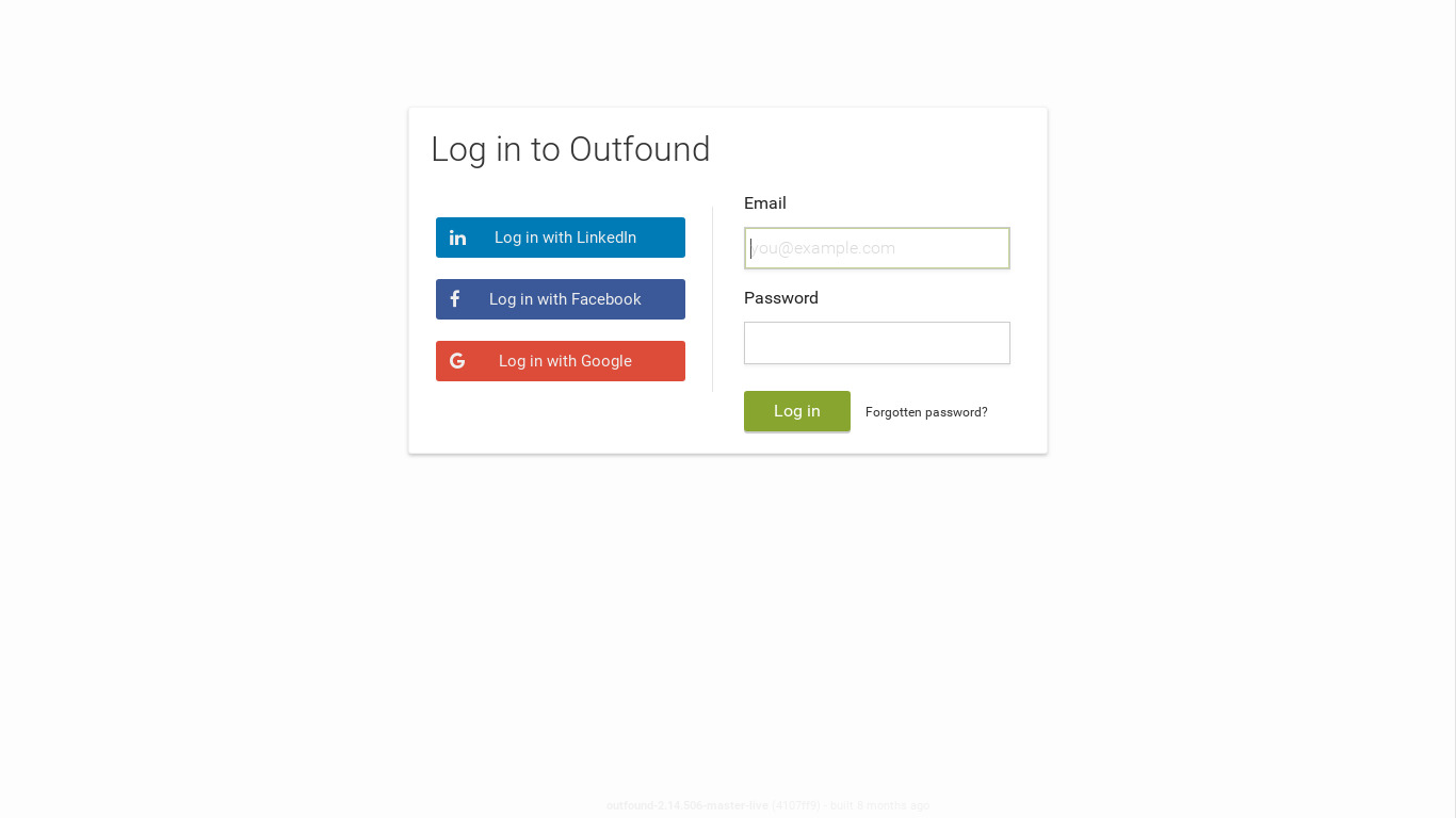 Outfound Landing page