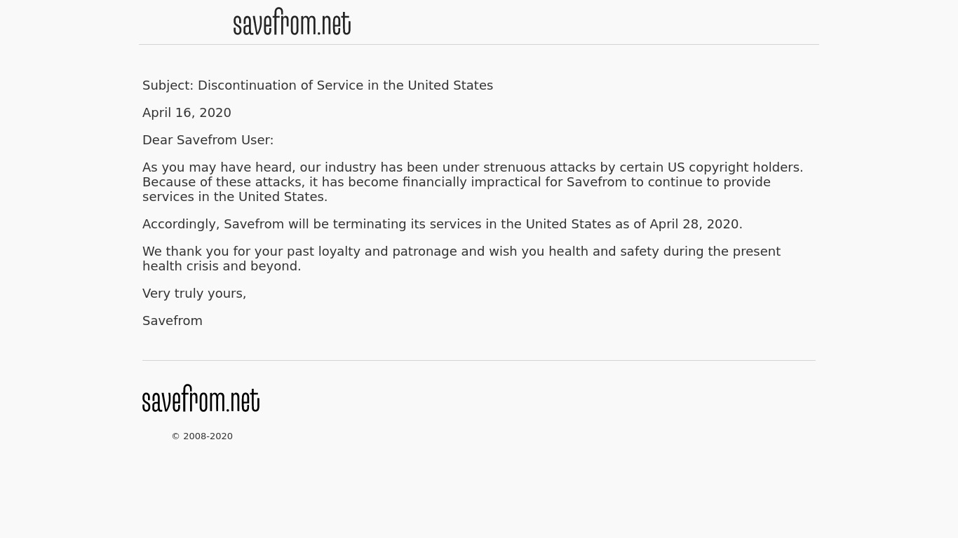 SaveFrom.net Landing page