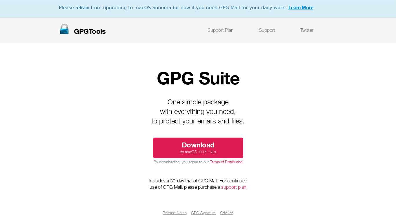 GPG Suite Landing page
