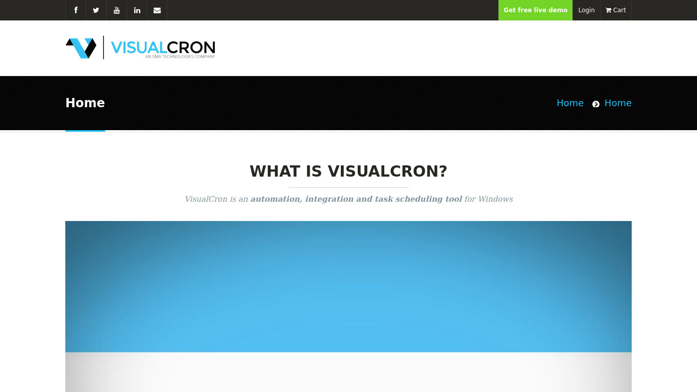 VisualCron Landing page