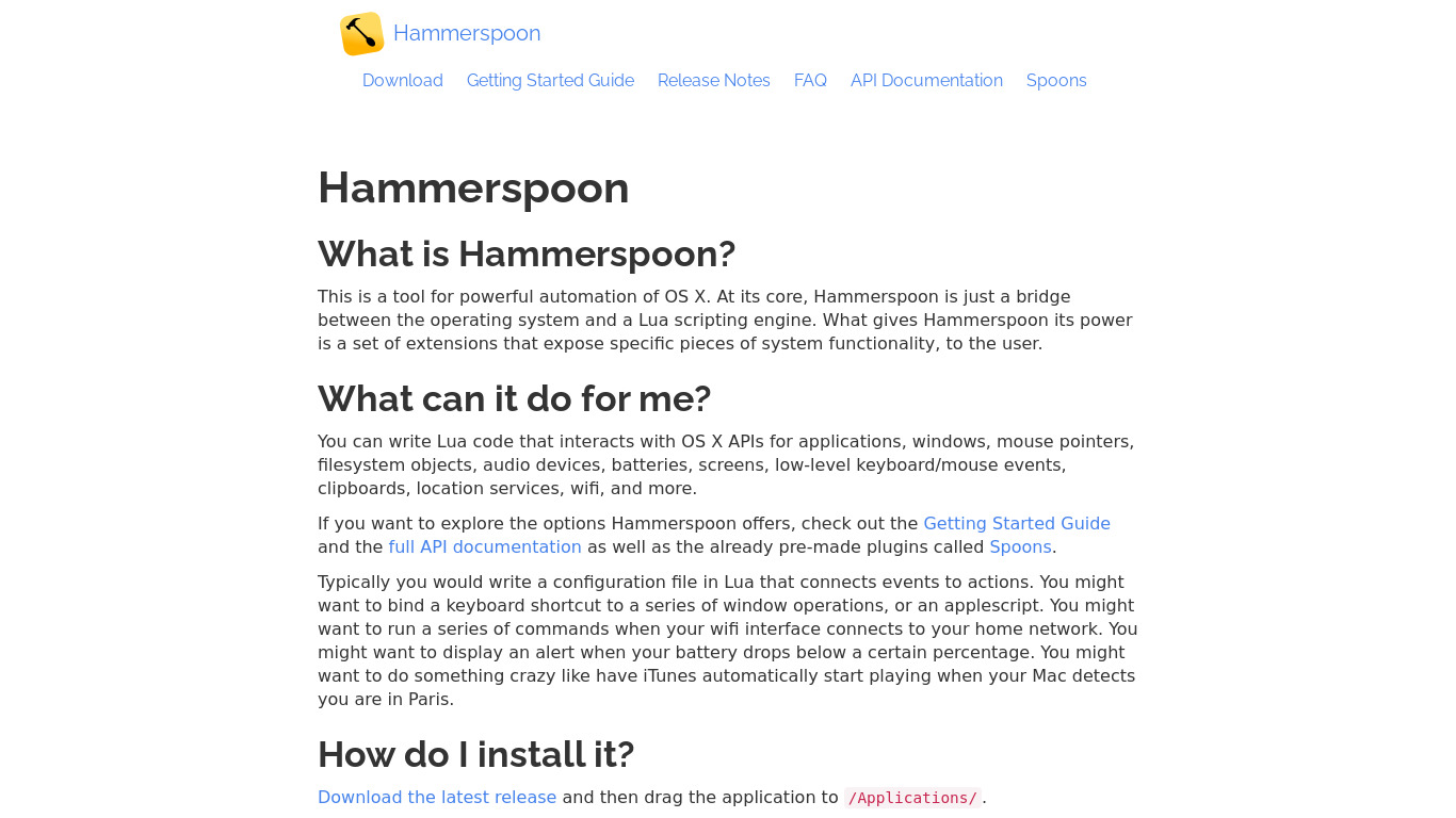 Hammerspoon Landing page