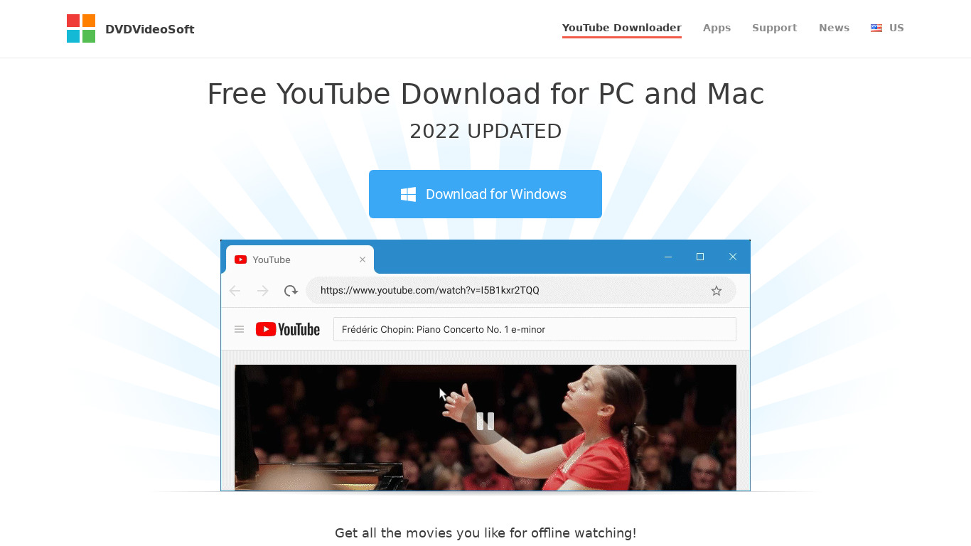 DVDVideoSoft Free YouTube Download Landing page