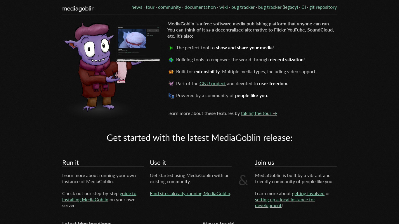 MediaGoblin Landing page