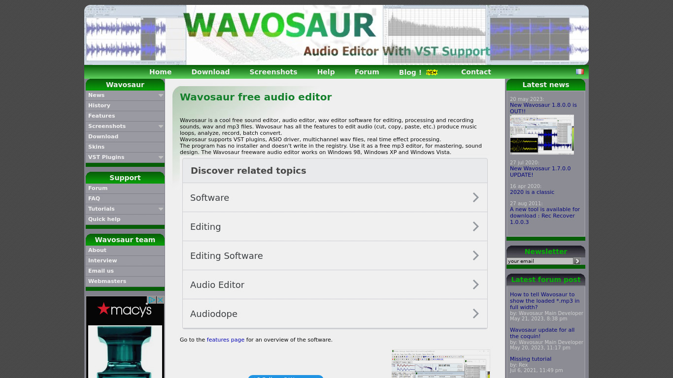 Wavosaur Landing page