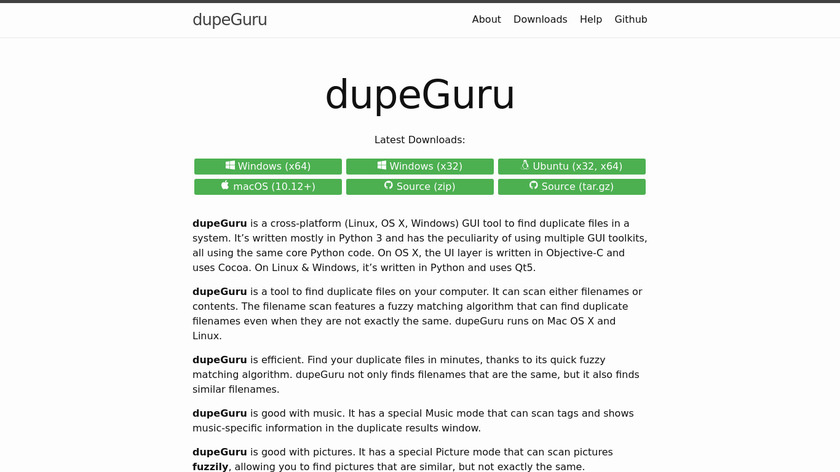 dupeGuru Landing Page