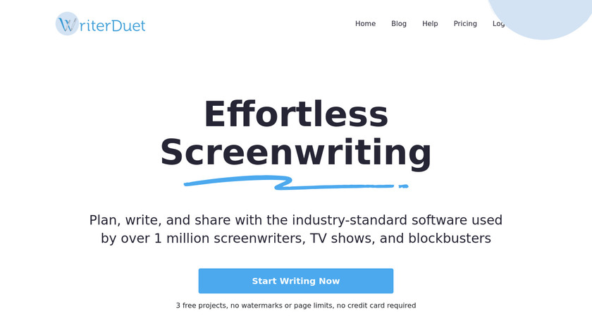 WriterDuet Landing Page