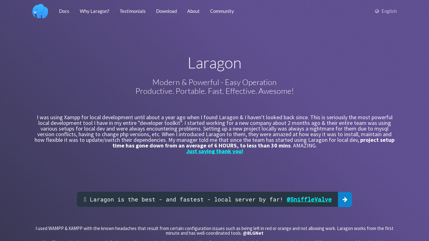 Laragon Landing page
