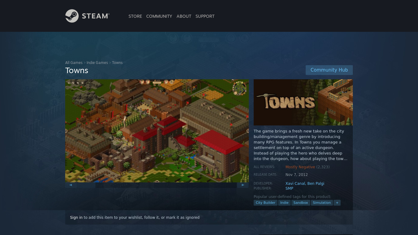 Towns Landing page