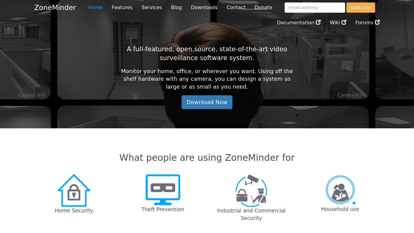 ZoneMinder Landing page