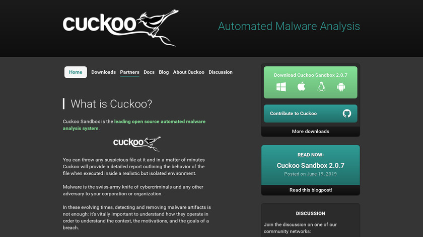 Cuckoo Sandbox Landing Page
