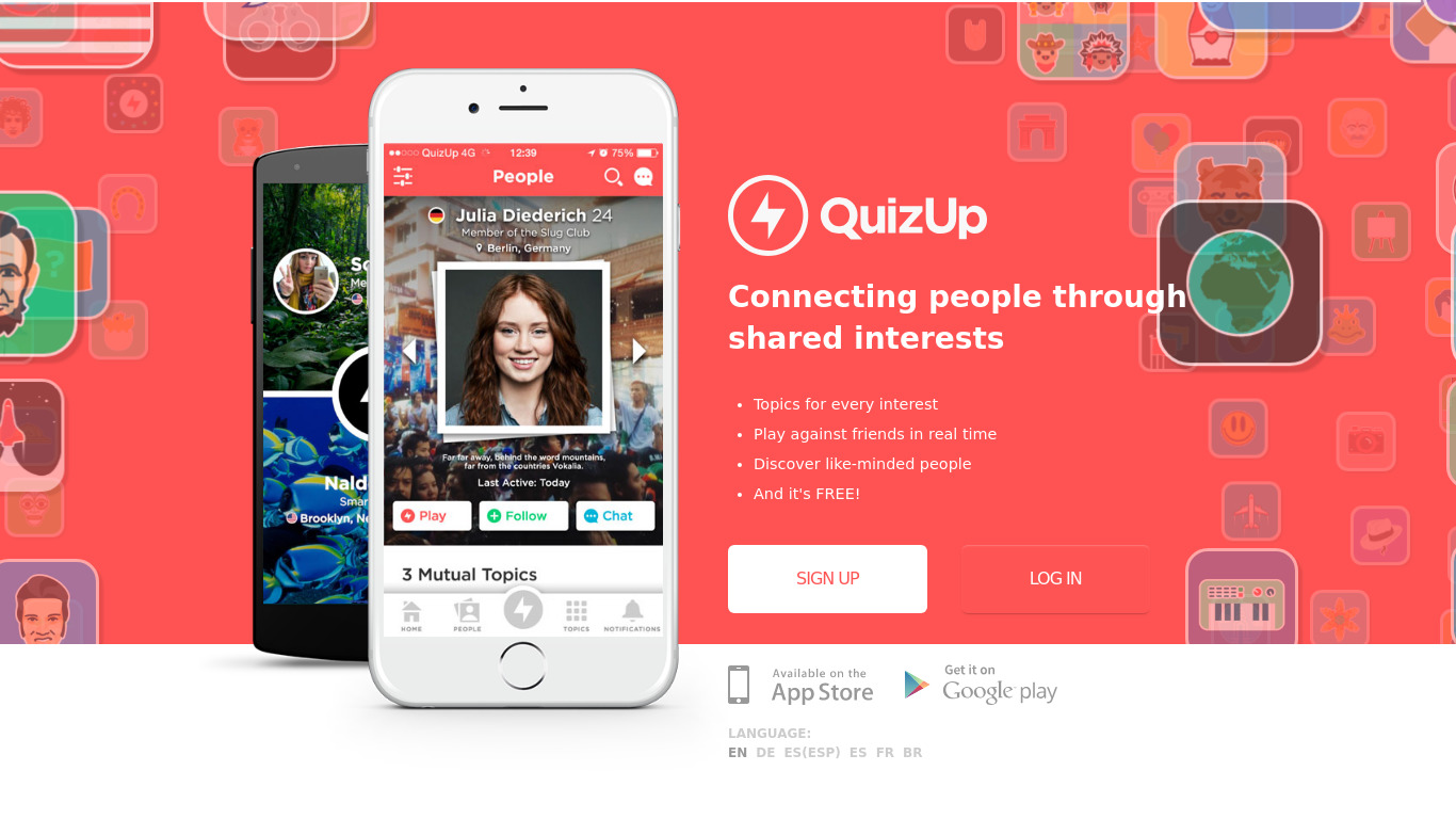 QuizUp Landing page