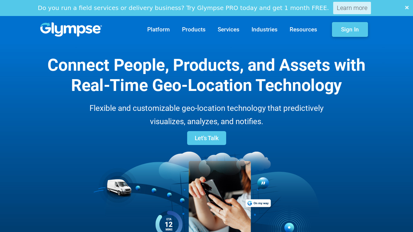 Glympse Landing page