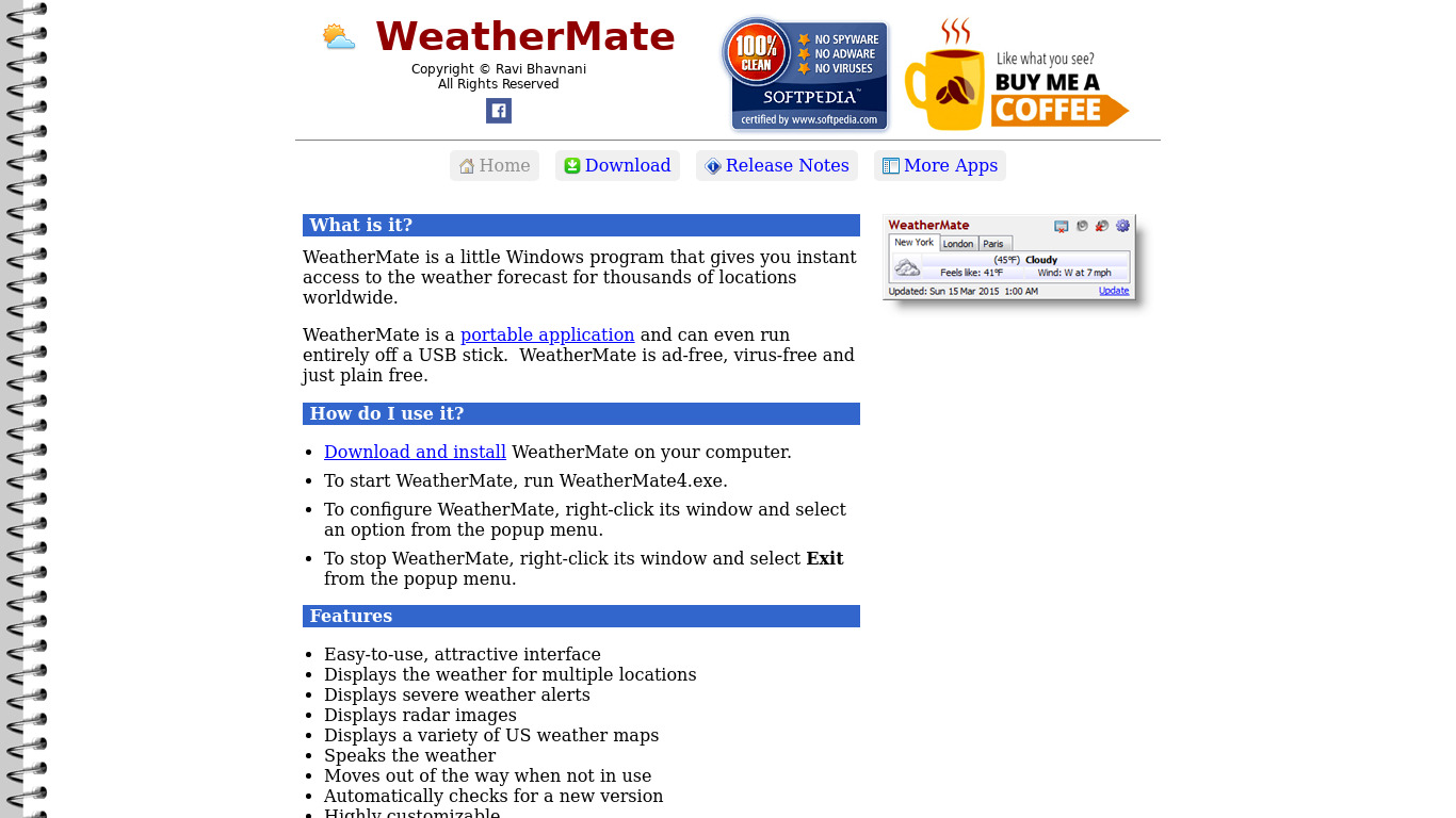 WeatherMate Landing page