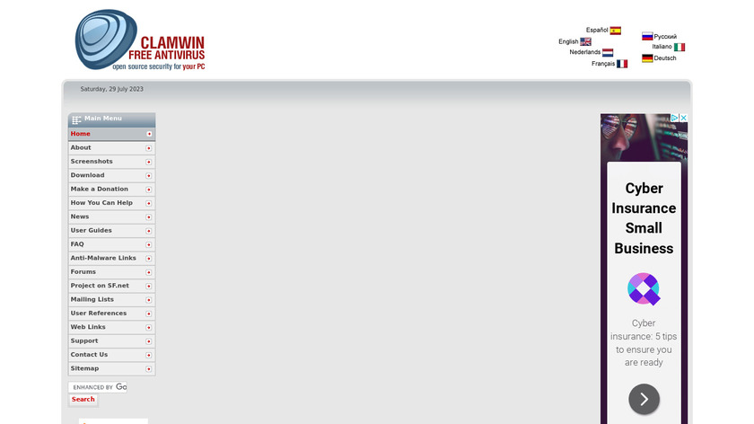ClamWin Landing Page