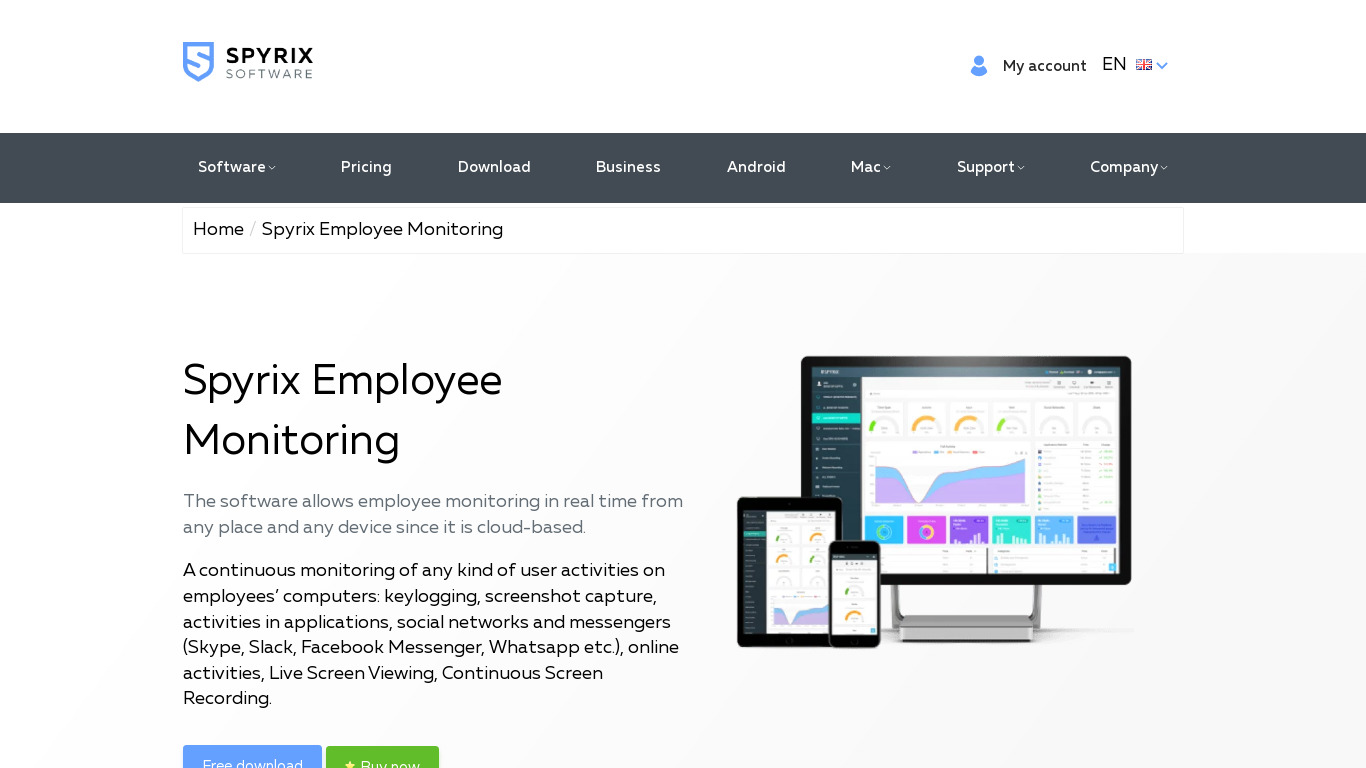 Spyrix Employee Monitoring Landing page