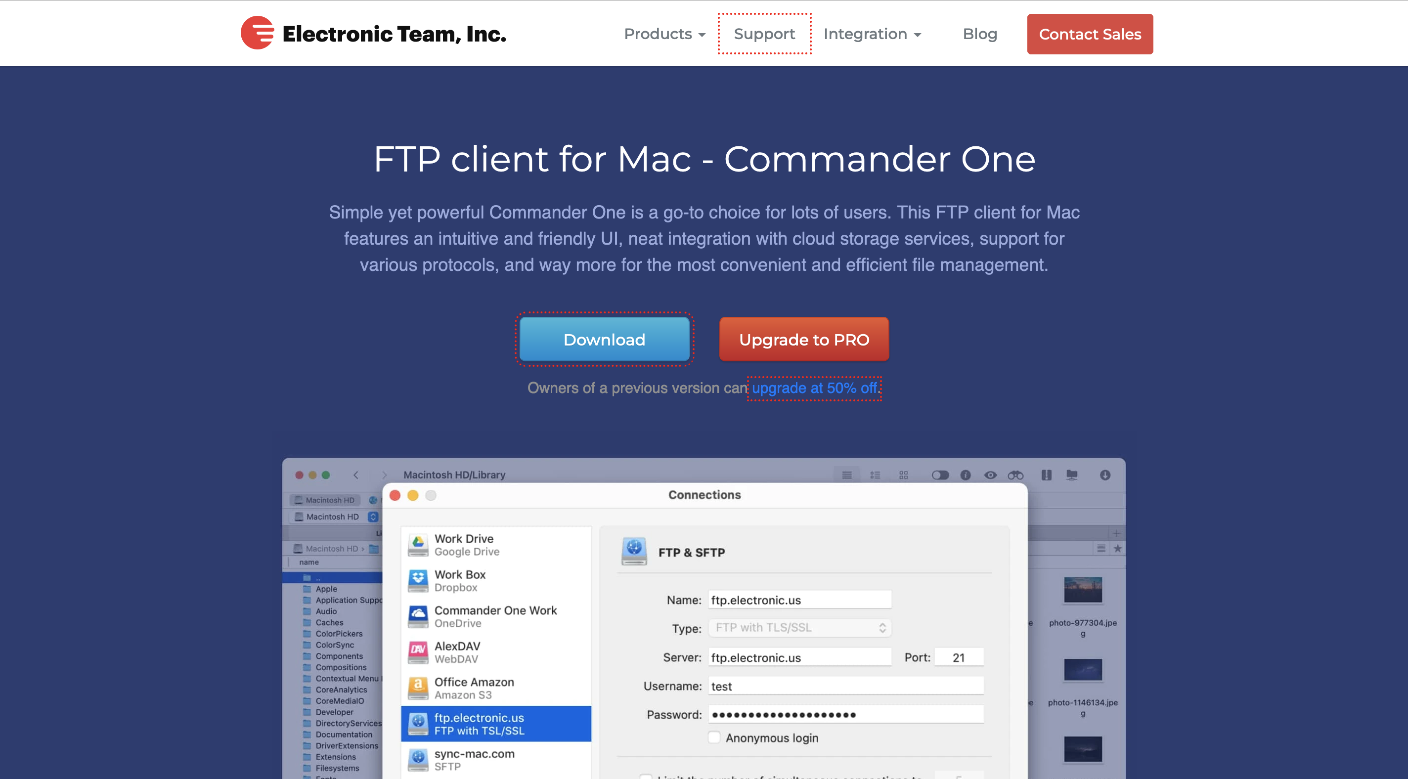 Commander One Landing page