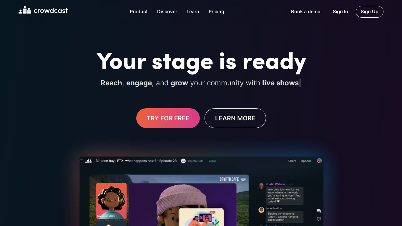 Crowdcast Landing page