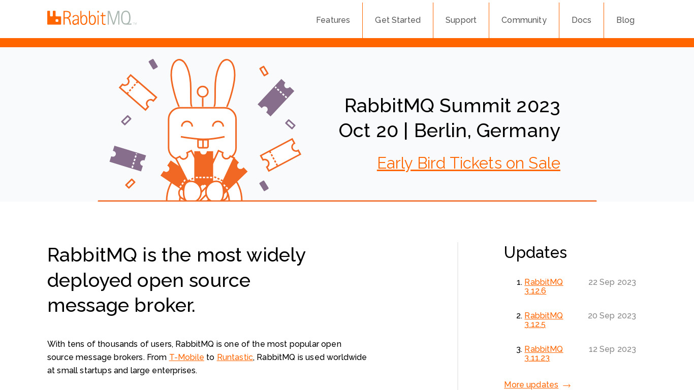 RabbitMQ Landing page