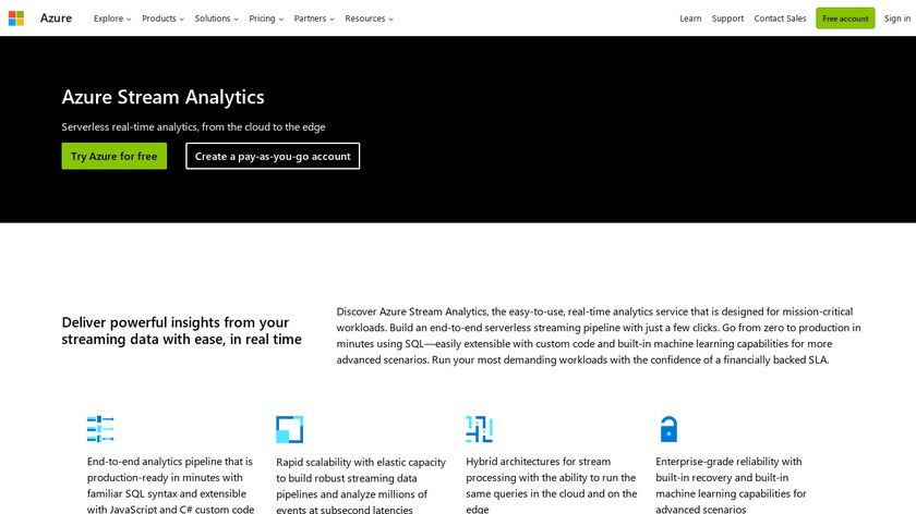 Azure Stream Analytics Landing Page