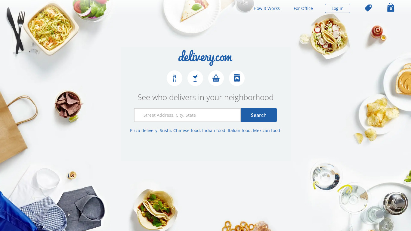 Delivery.com Landing page