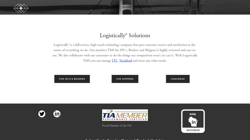 Logistically TMS Landing Page