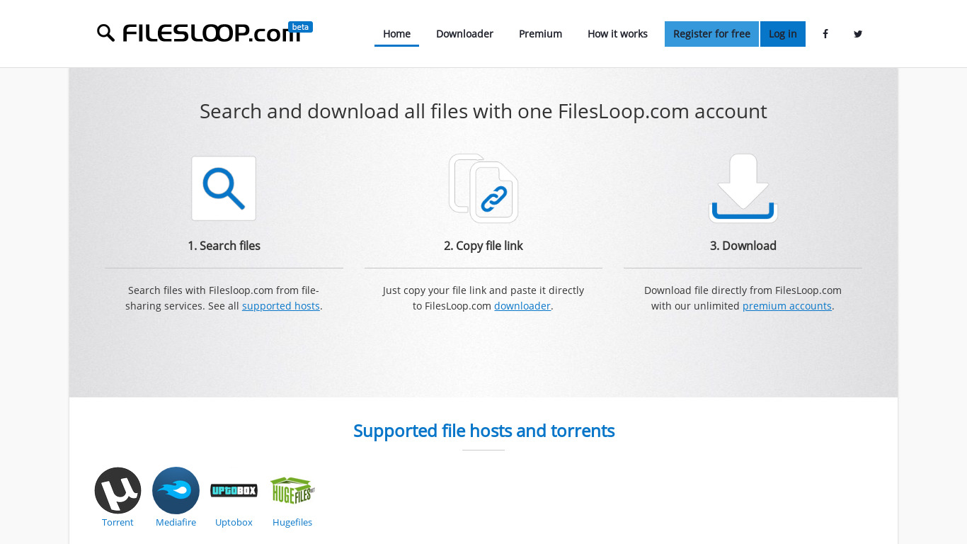 FilesLoop.com Landing page