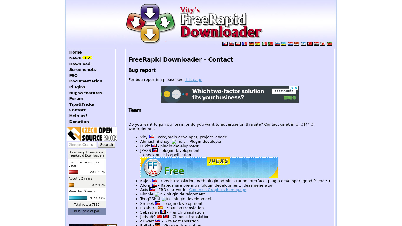 FreeRapid Downloader Landing page