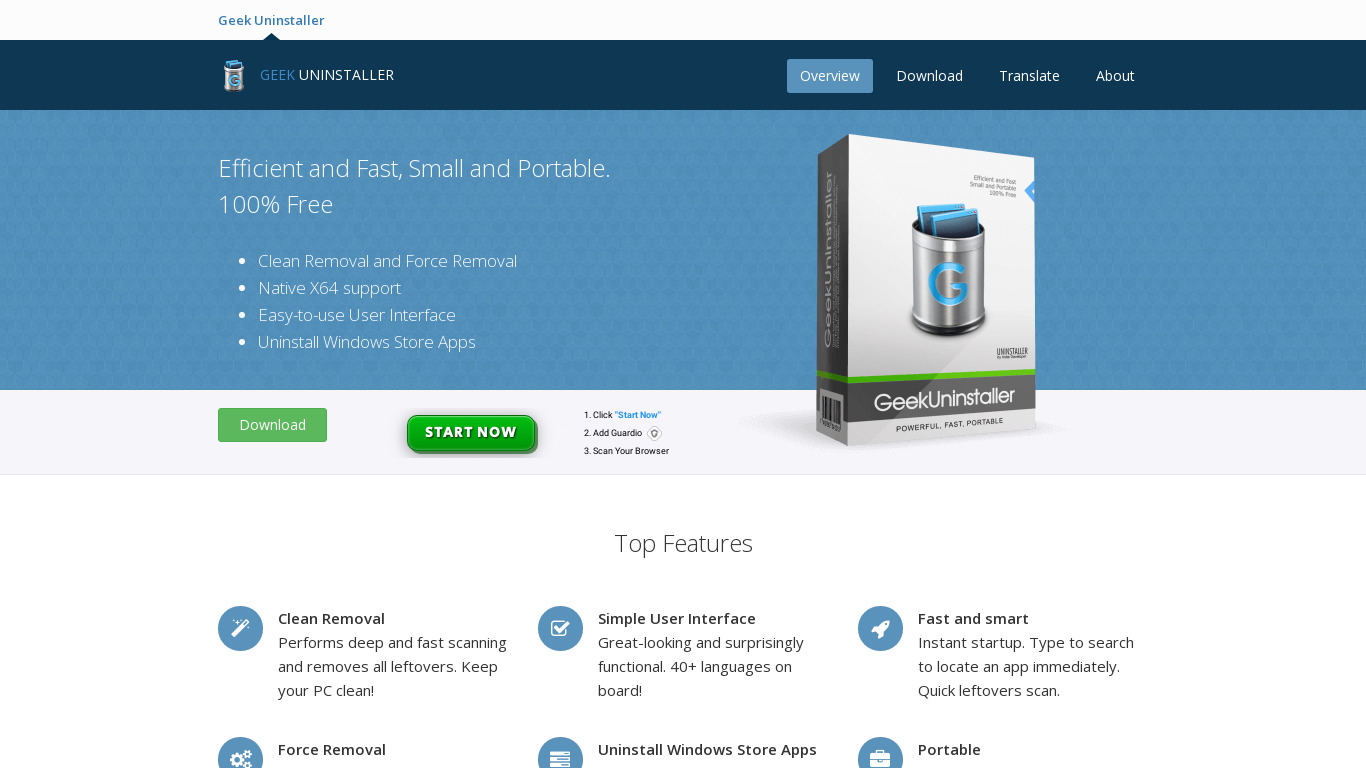 GeekUninstaller Landing page