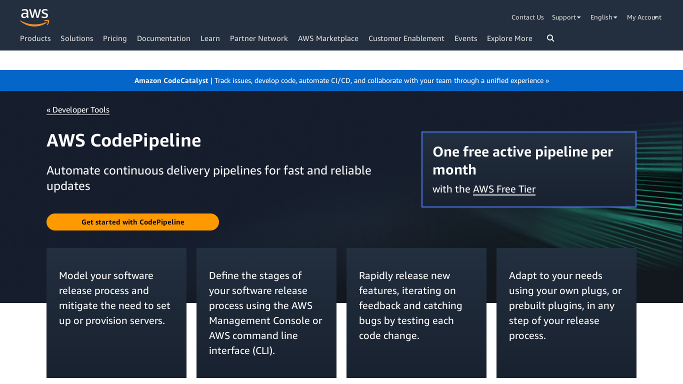 AWS CodePipeline Landing page