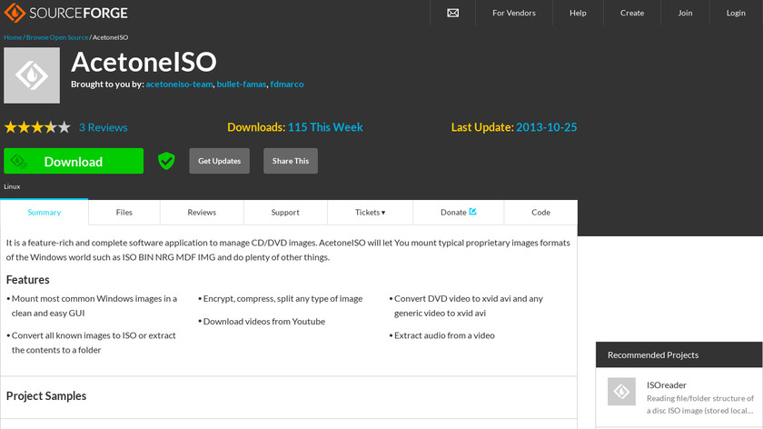 AcetoneISO Landing Page