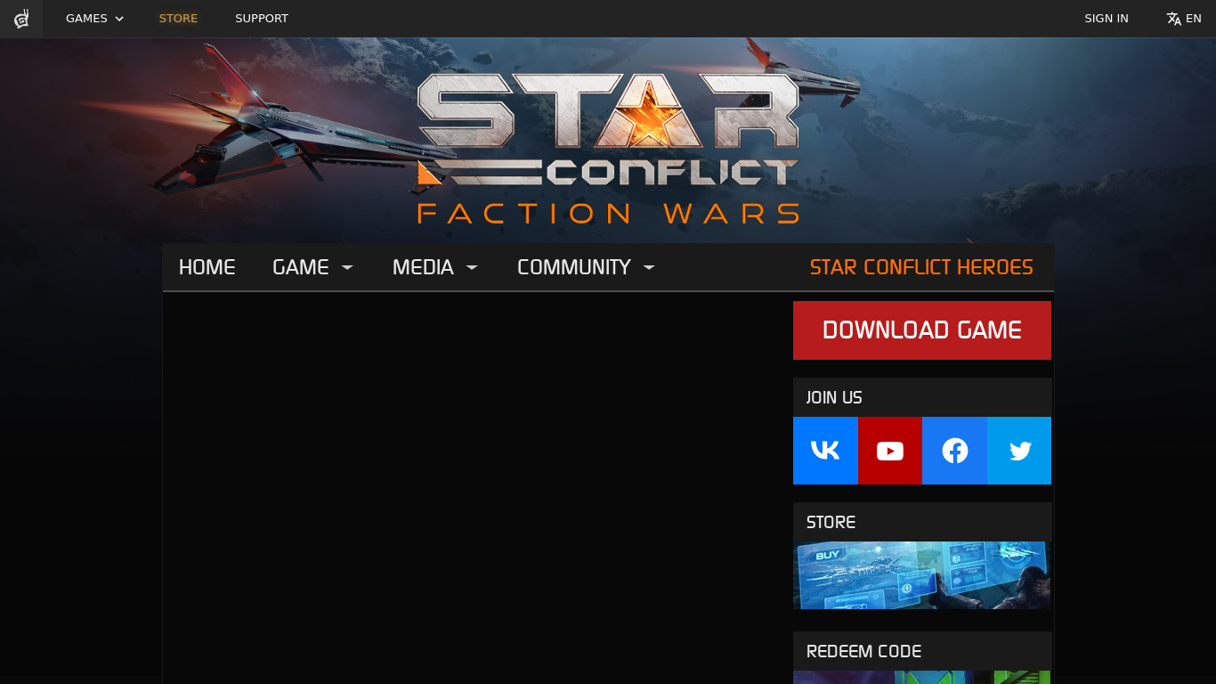 Star Conflict Landing page