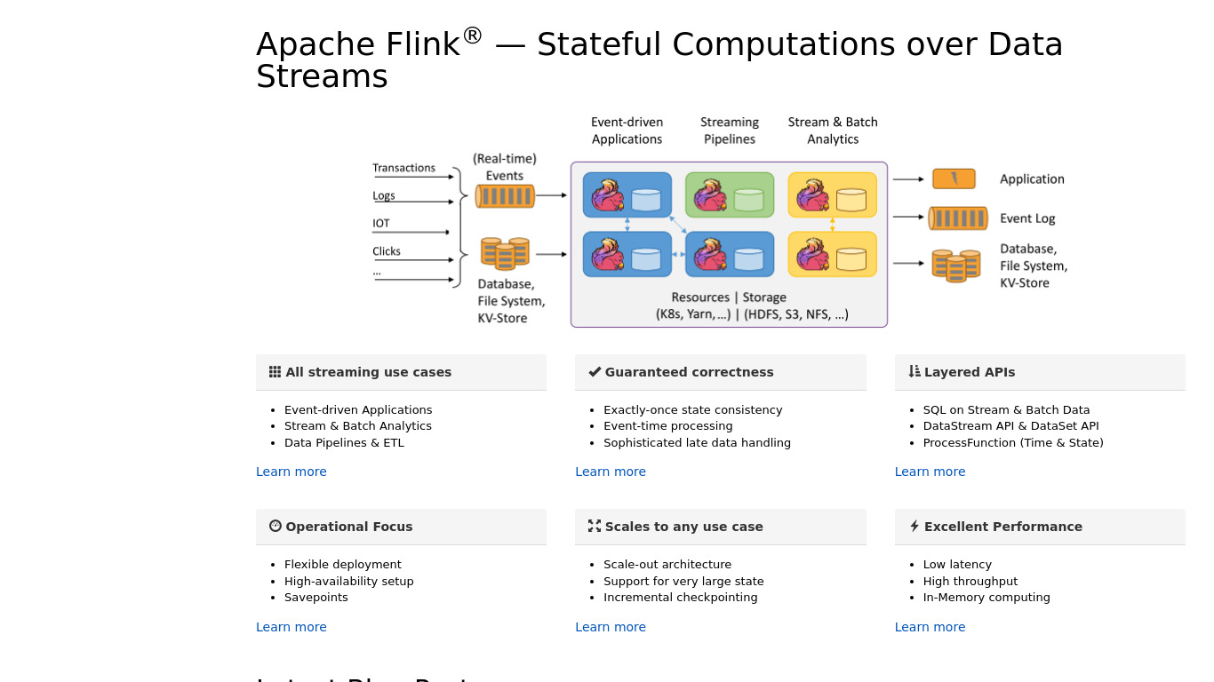 Apache Flink Landing page