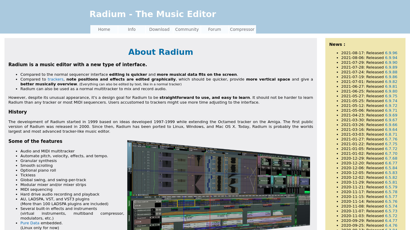 Radium Landing page
