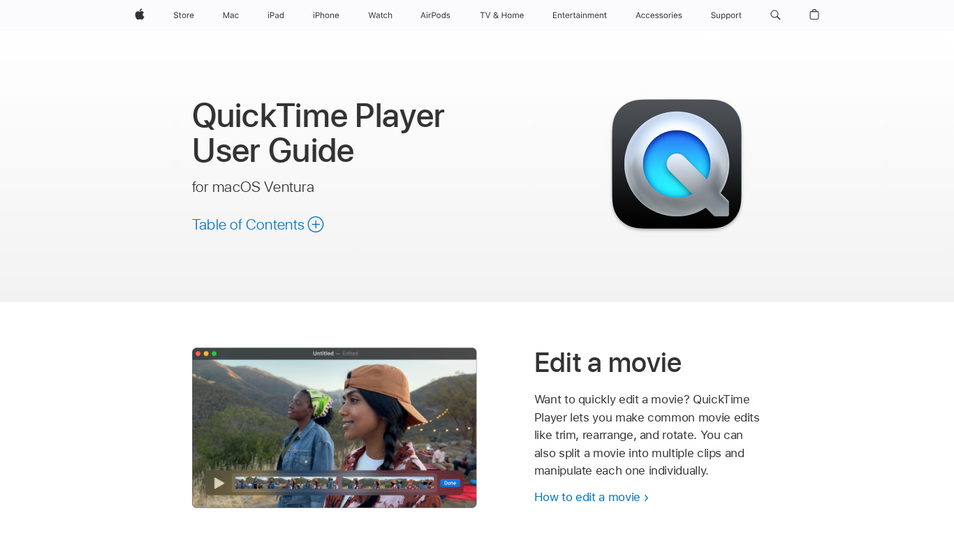 QuickTime Player Landing page