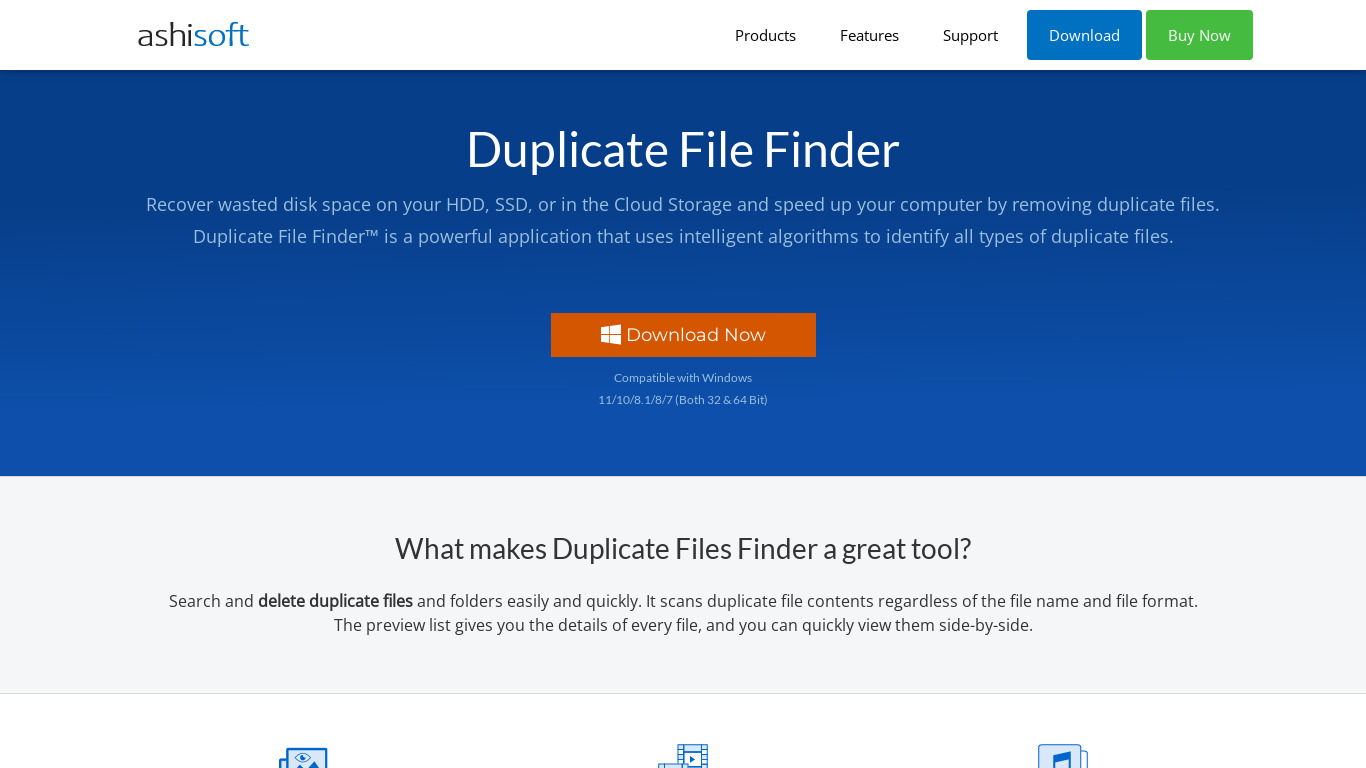 Duplicate File Finder Landing page