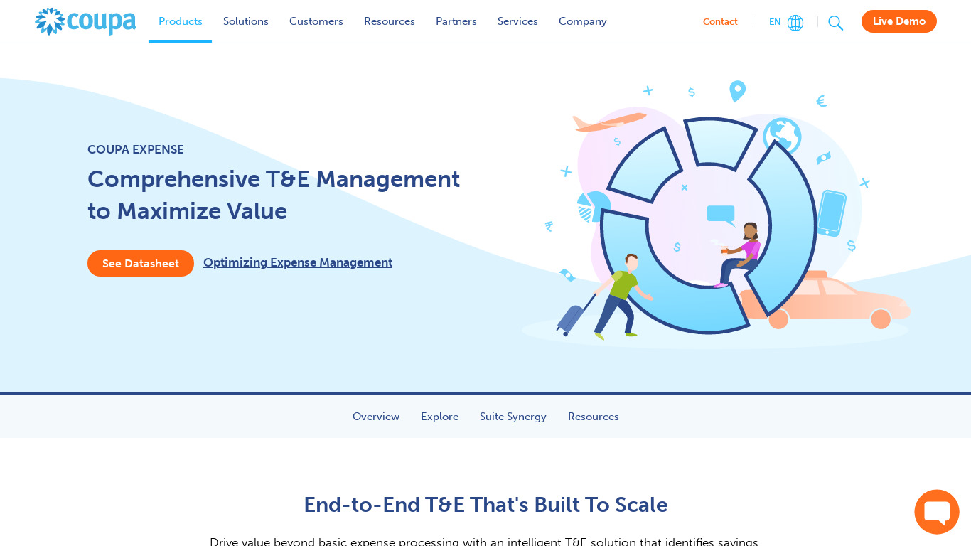 Coupa Expense Management Landing page