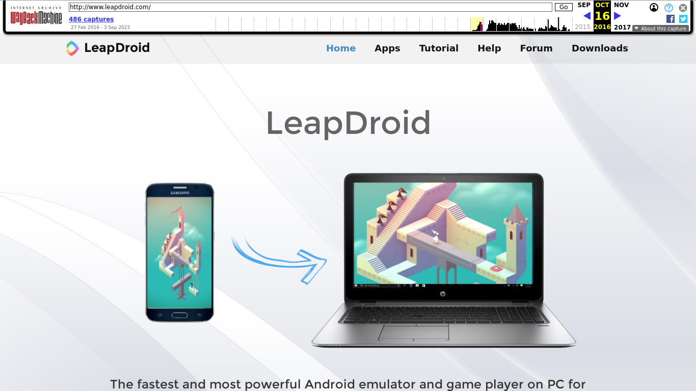 LeapDroid Landing page
