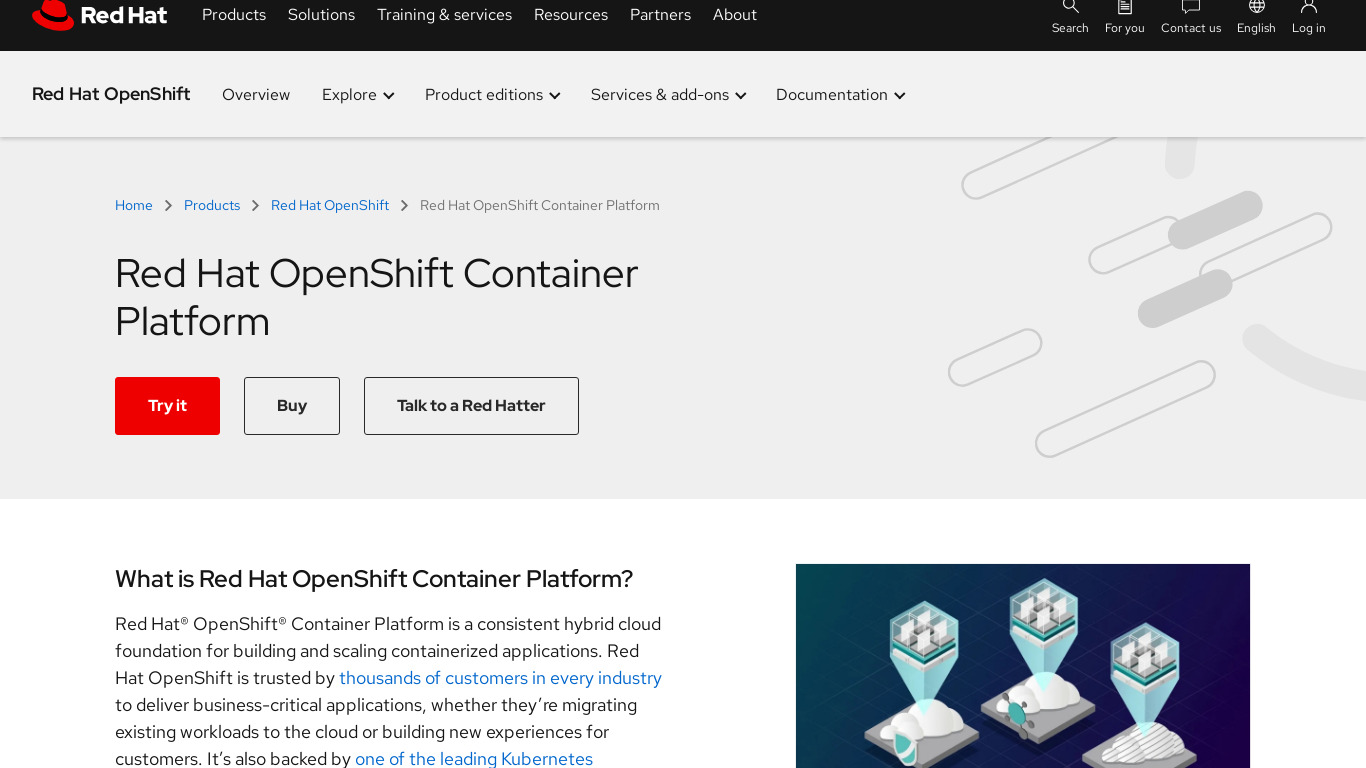 OpenShift Container Platform Landing page