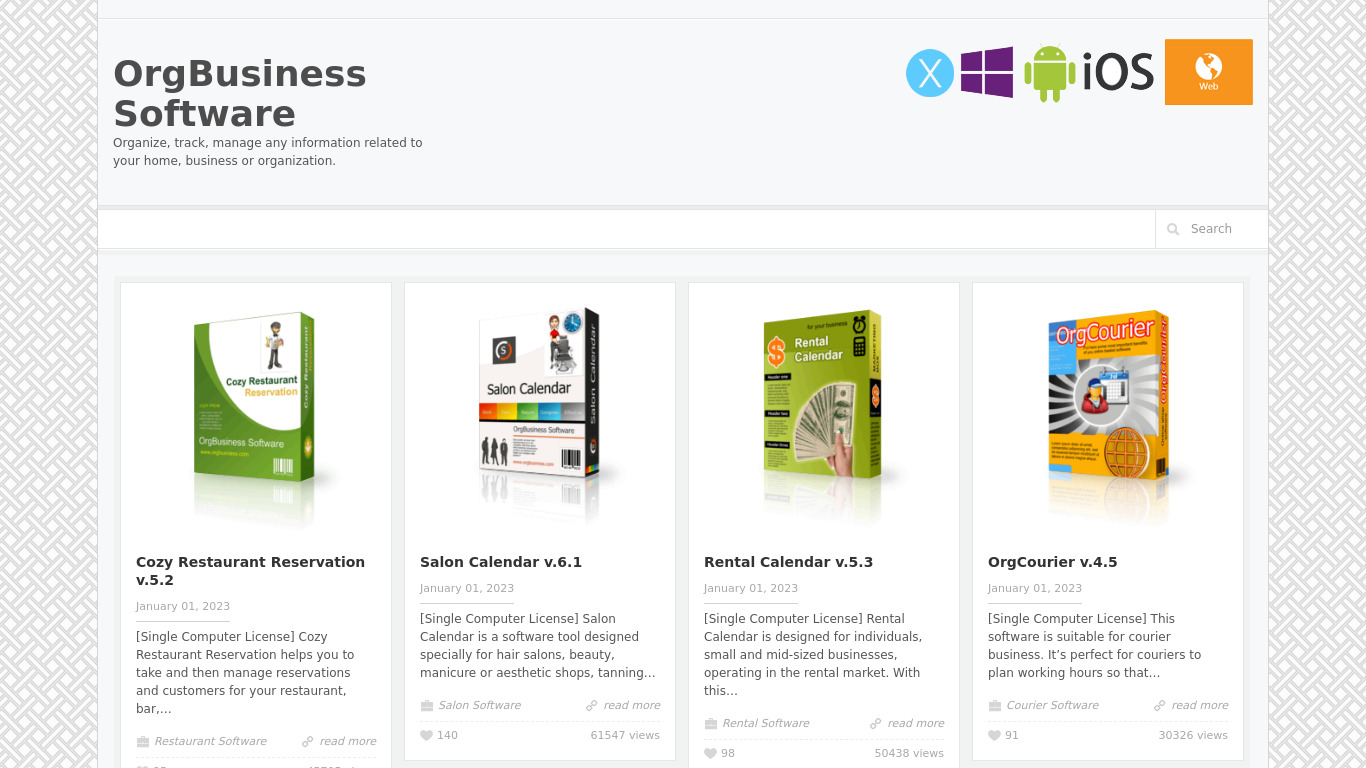 OrgBusiness Software Landing page