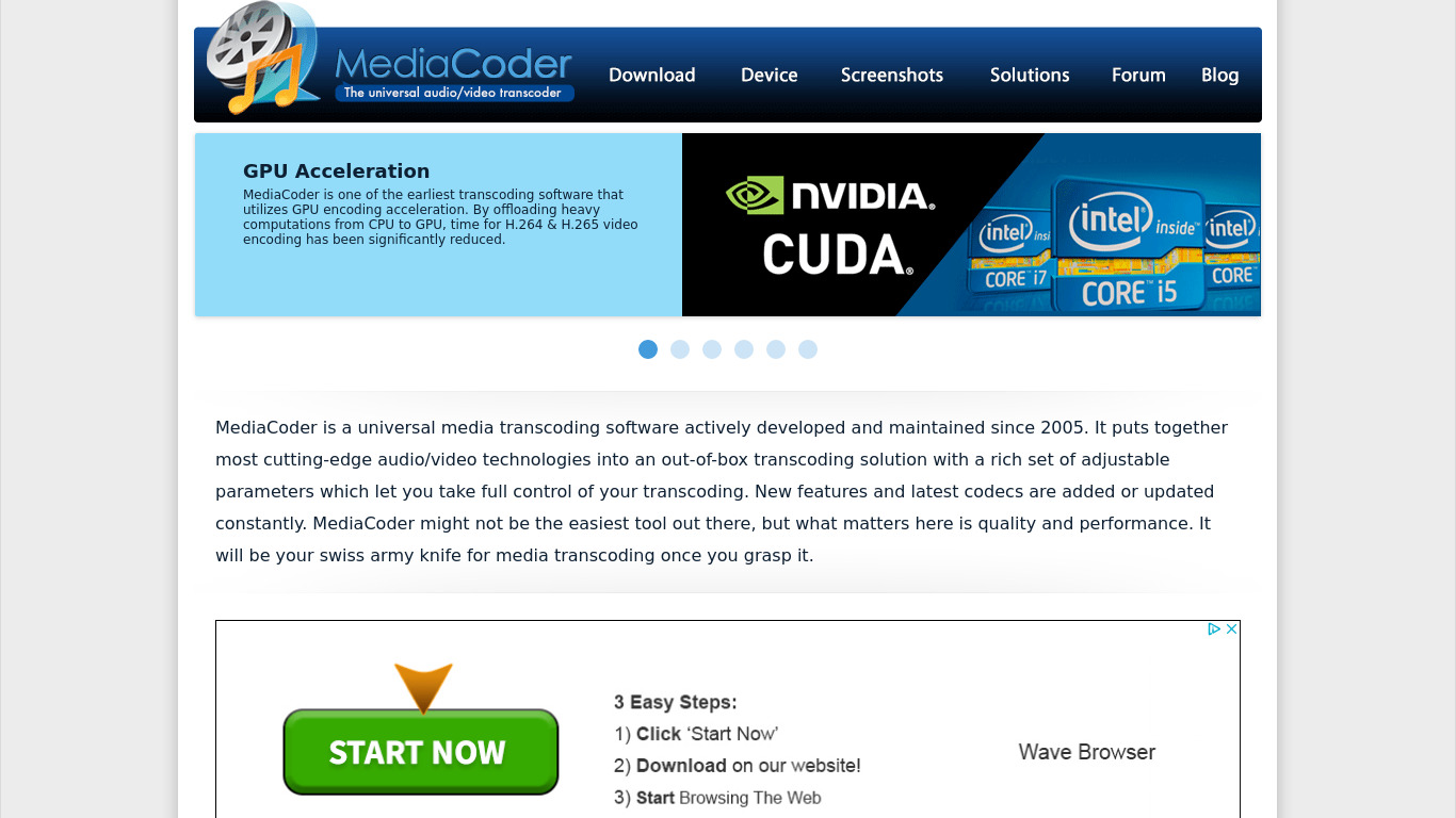 MediaCoder Landing page