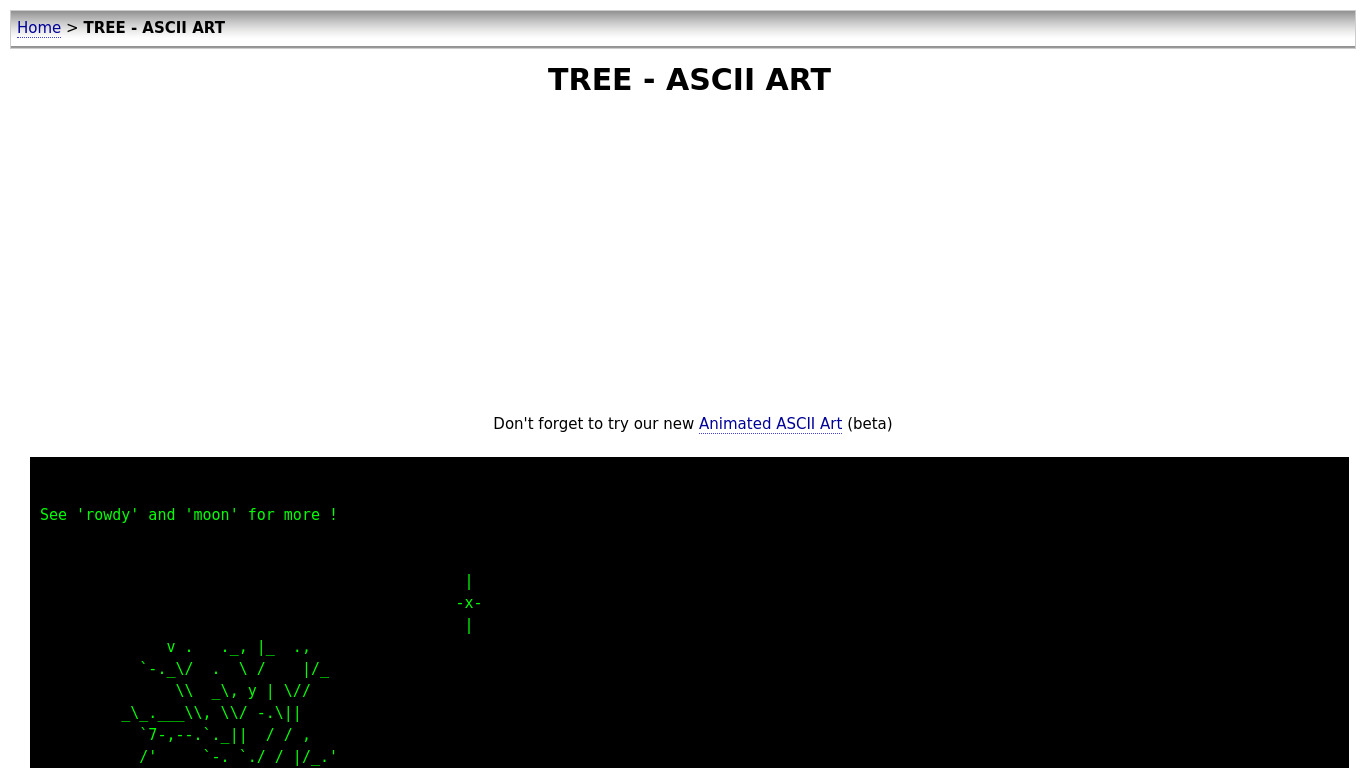 Ascii Tree Landing page