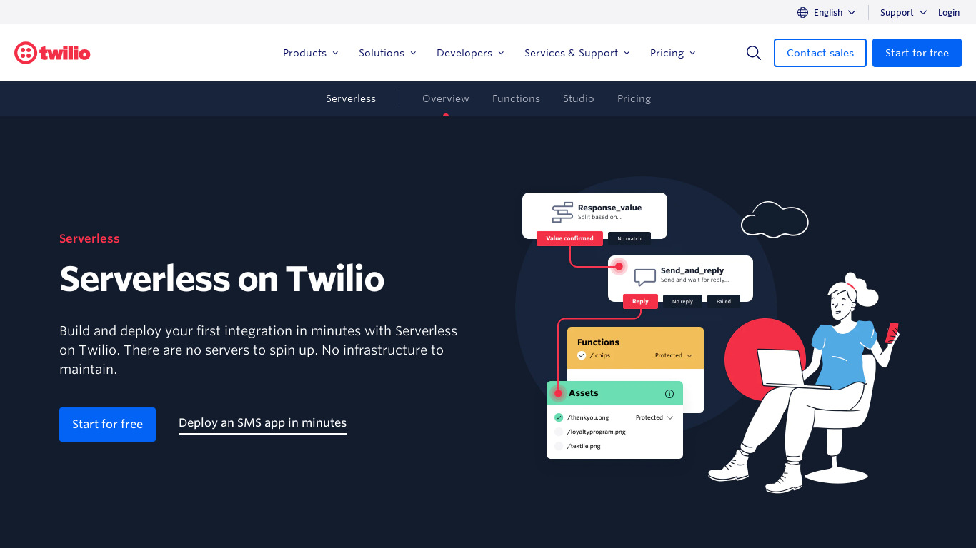 Twilio Functions Landing page