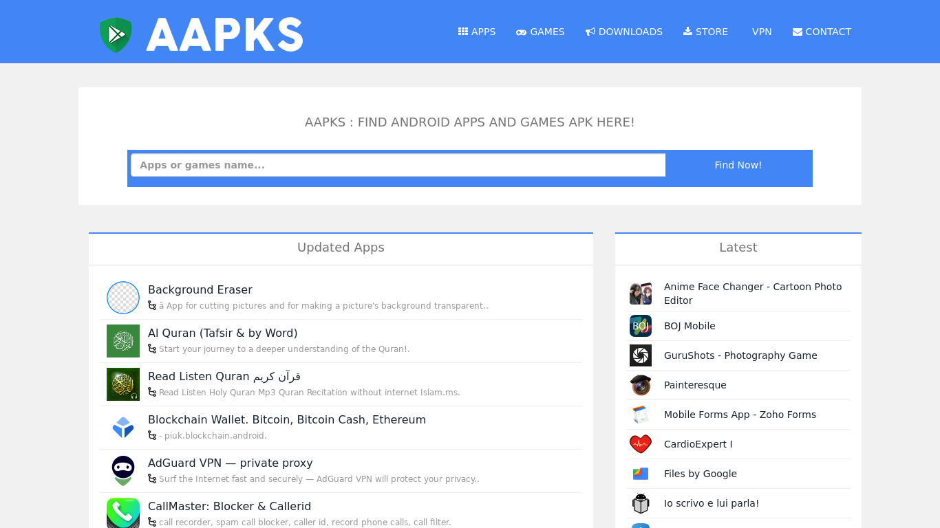 AAPKS Market Landing page