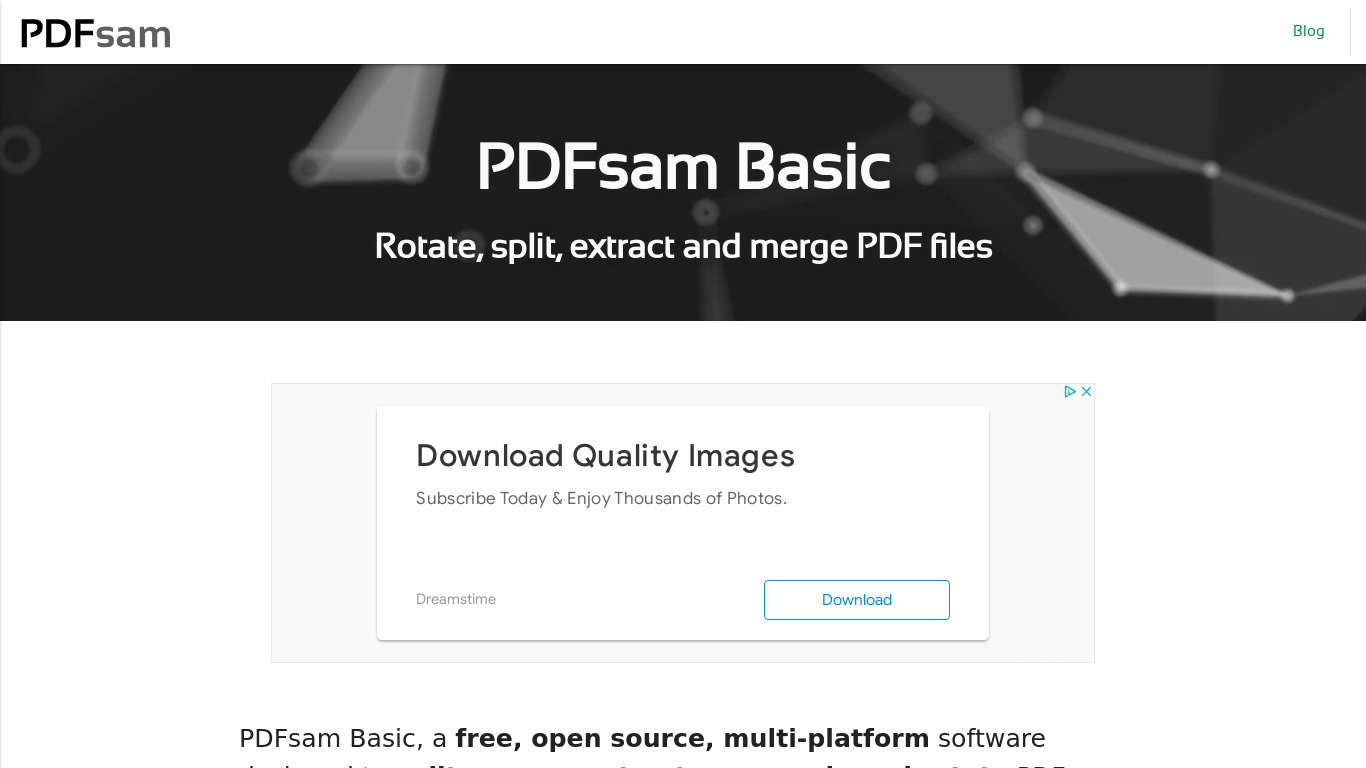 PDFsam Basic Landing page