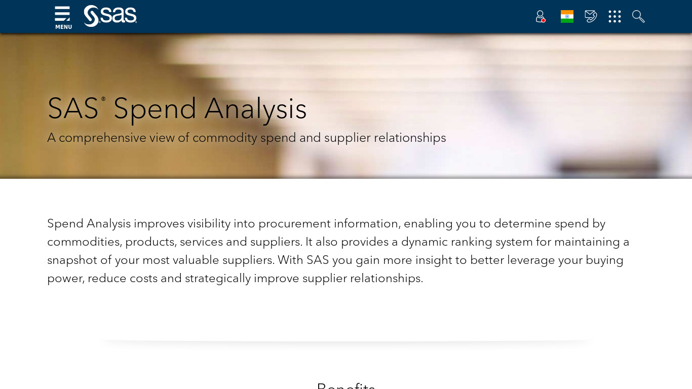 SAS Spend Analysis Landing page