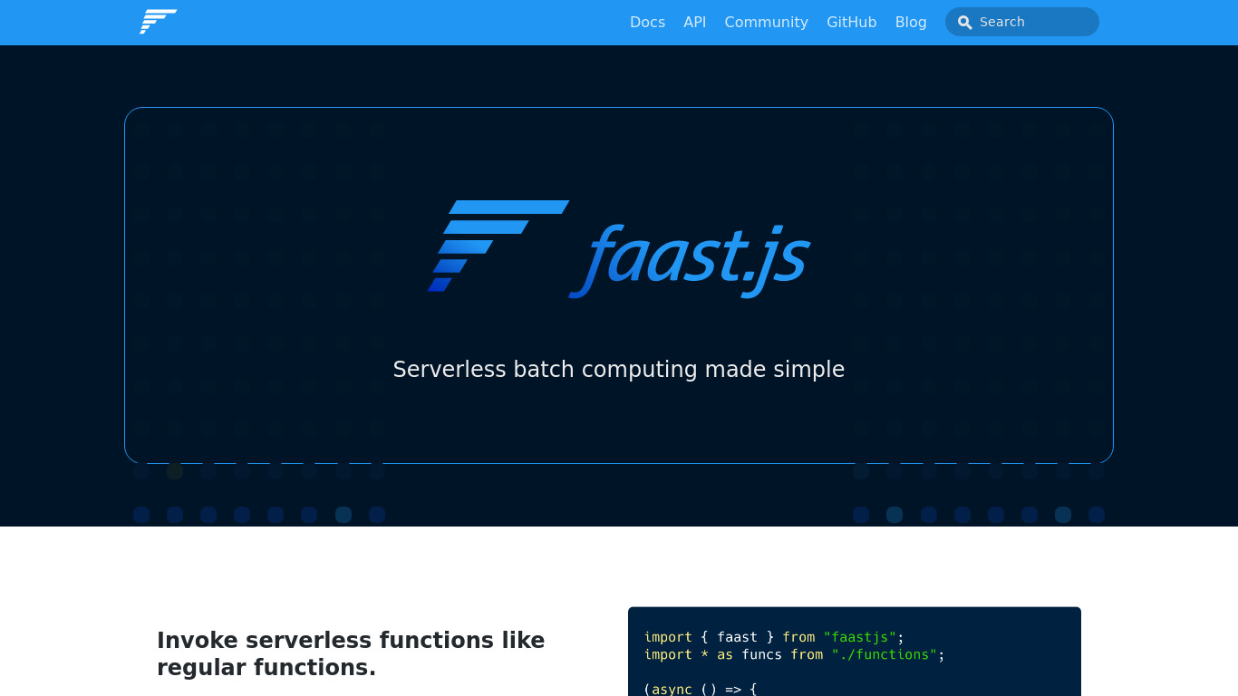 faast.js Landing page