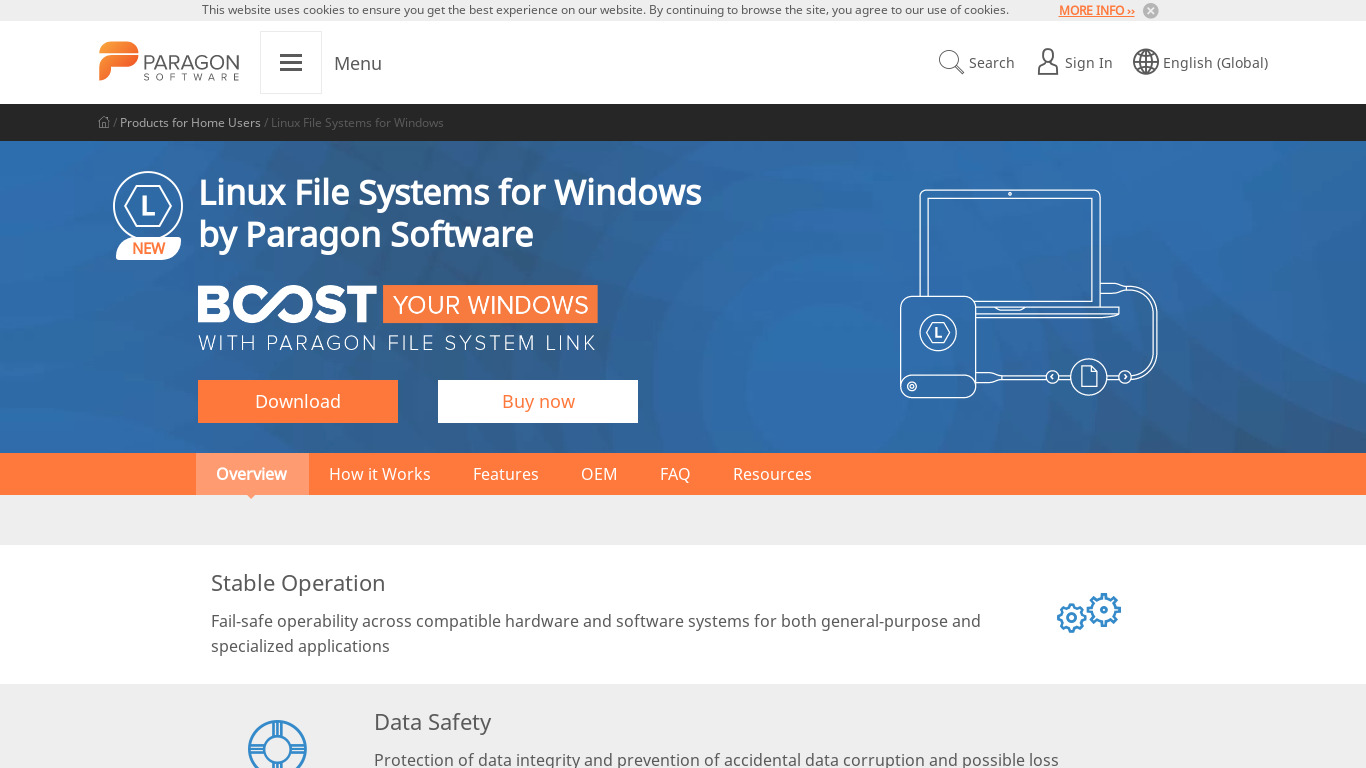 Linux File Systems for Windows Landing page