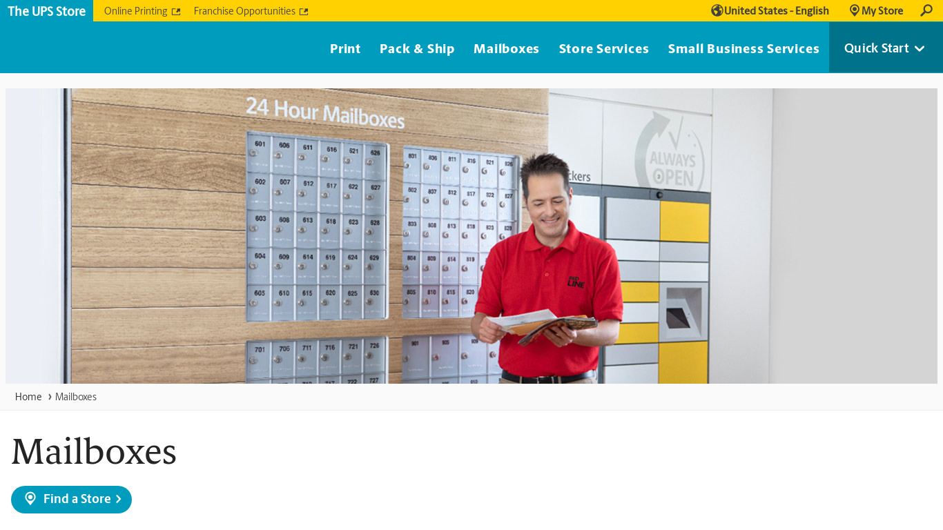 Mailbox rental Landing page